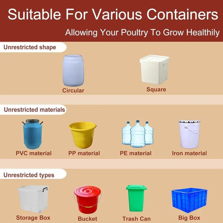 Chicken Waterer Cups Automatic Gravity-Fed Leak-Proof Set of 10