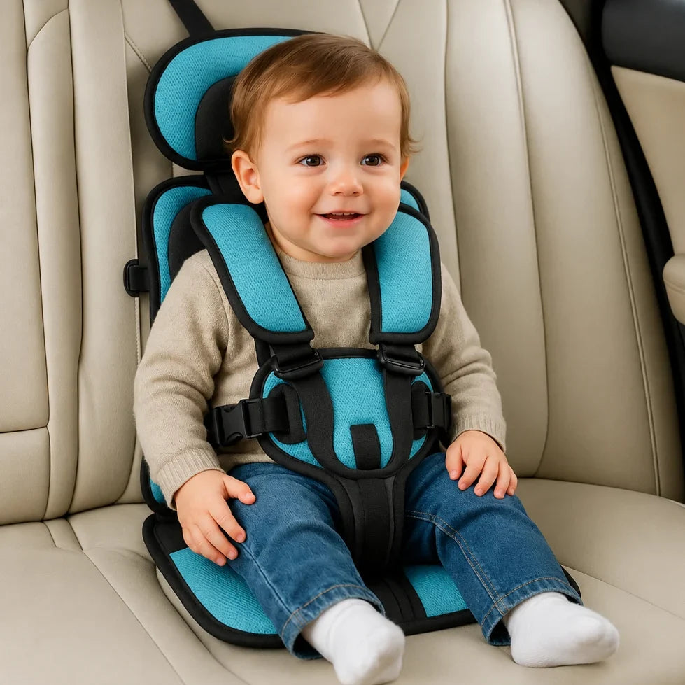 Child Travel Car Seat Foldable Five-Point Harness Washable Cover