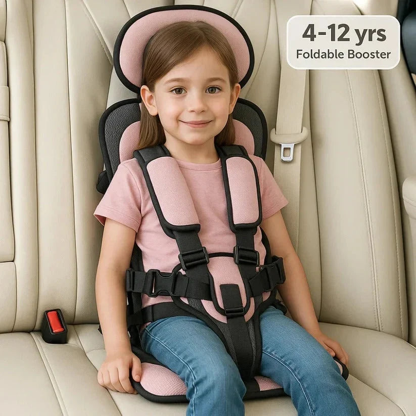 Child Travel Car Seat Foldable Five-Point Harness Washable Cover