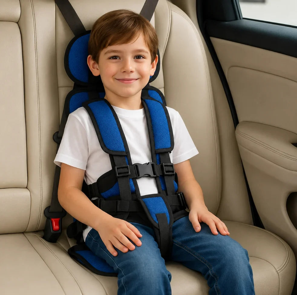 Child Travel Car Seat Foldable Five-Point Harness Washable Cover
