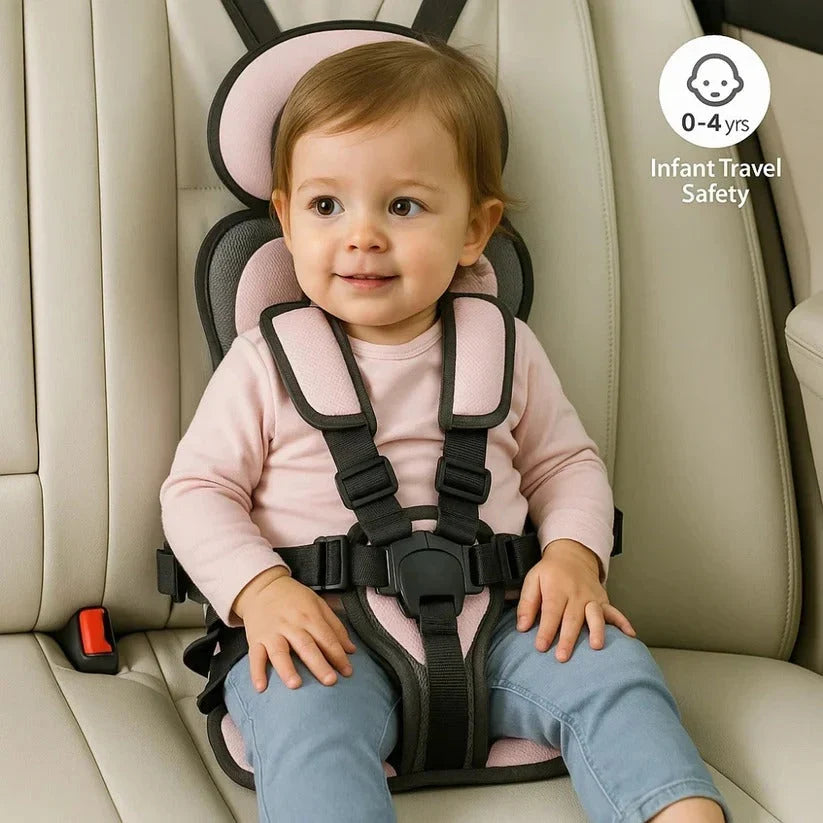 Child Travel Car Seat Foldable Five-Point Harness Washable Cover