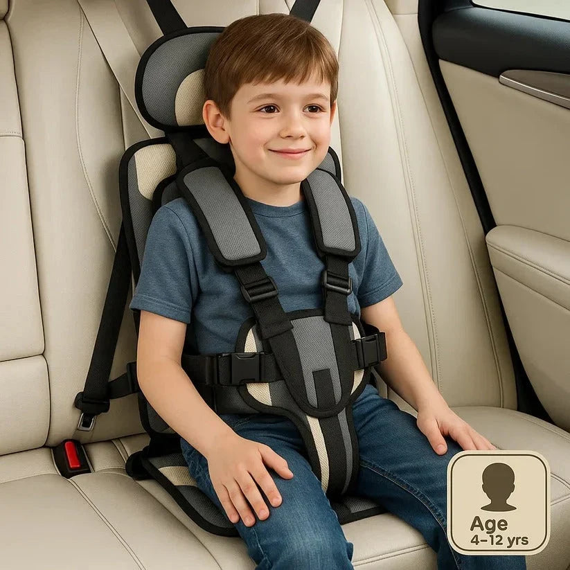 Child Travel Car Seat Foldable Five-Point Harness Washable Cover
