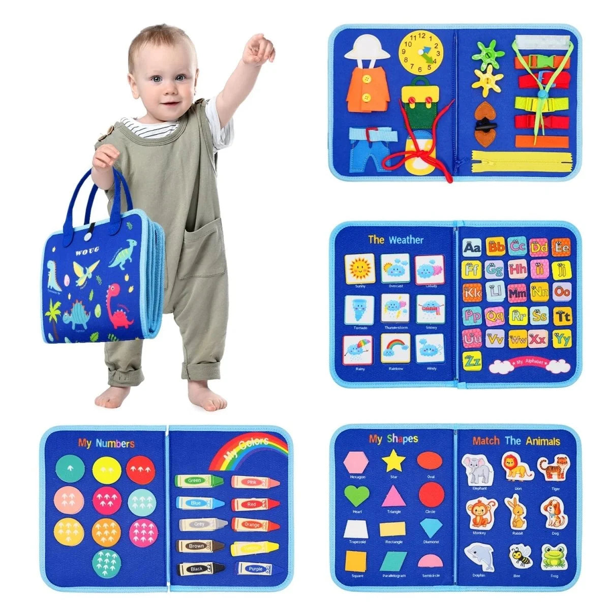 Children’s Activity Board 15 Sensory Activities Lightweight & Portable