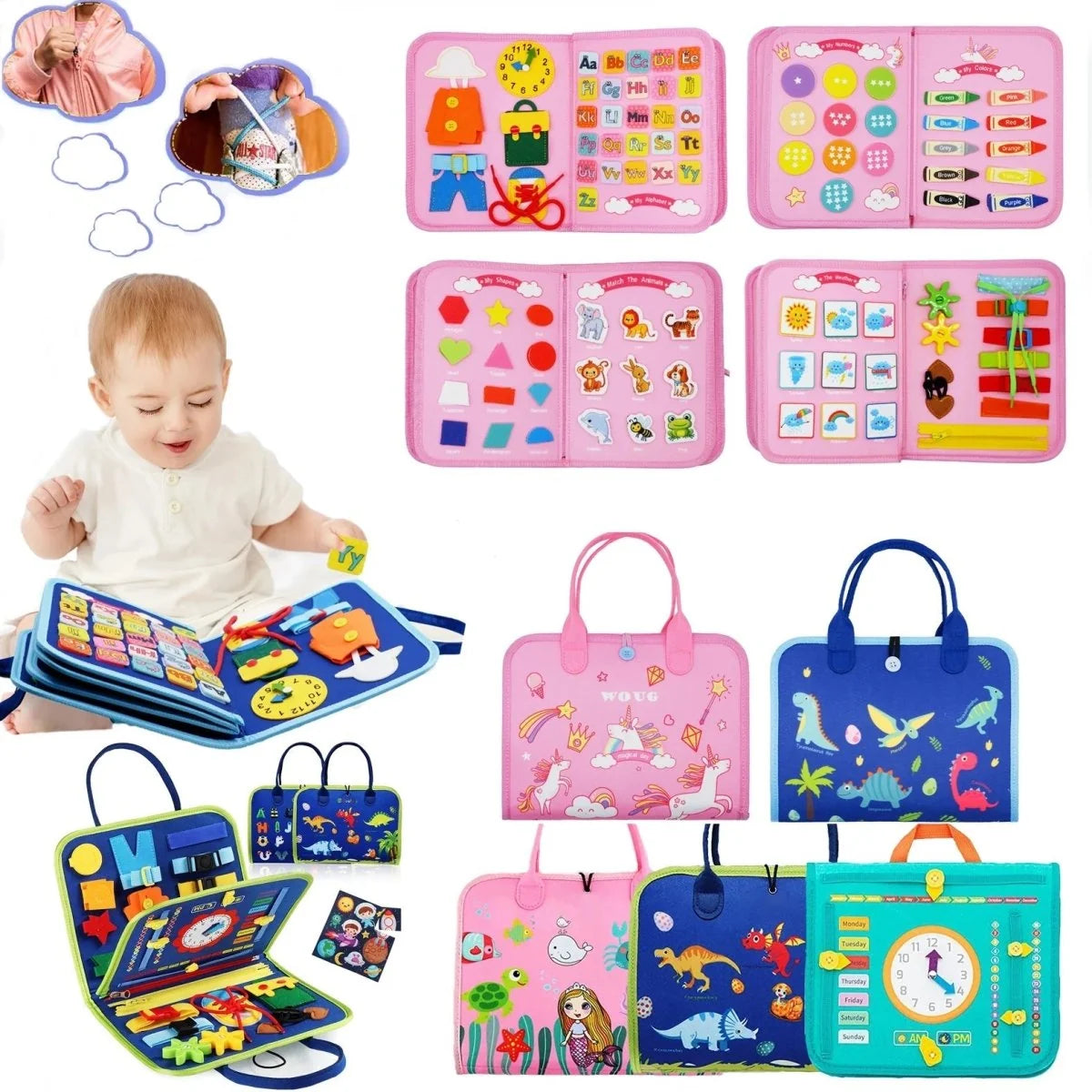 Children’s Activity Board 15 Sensory Activities Lightweight & Portable