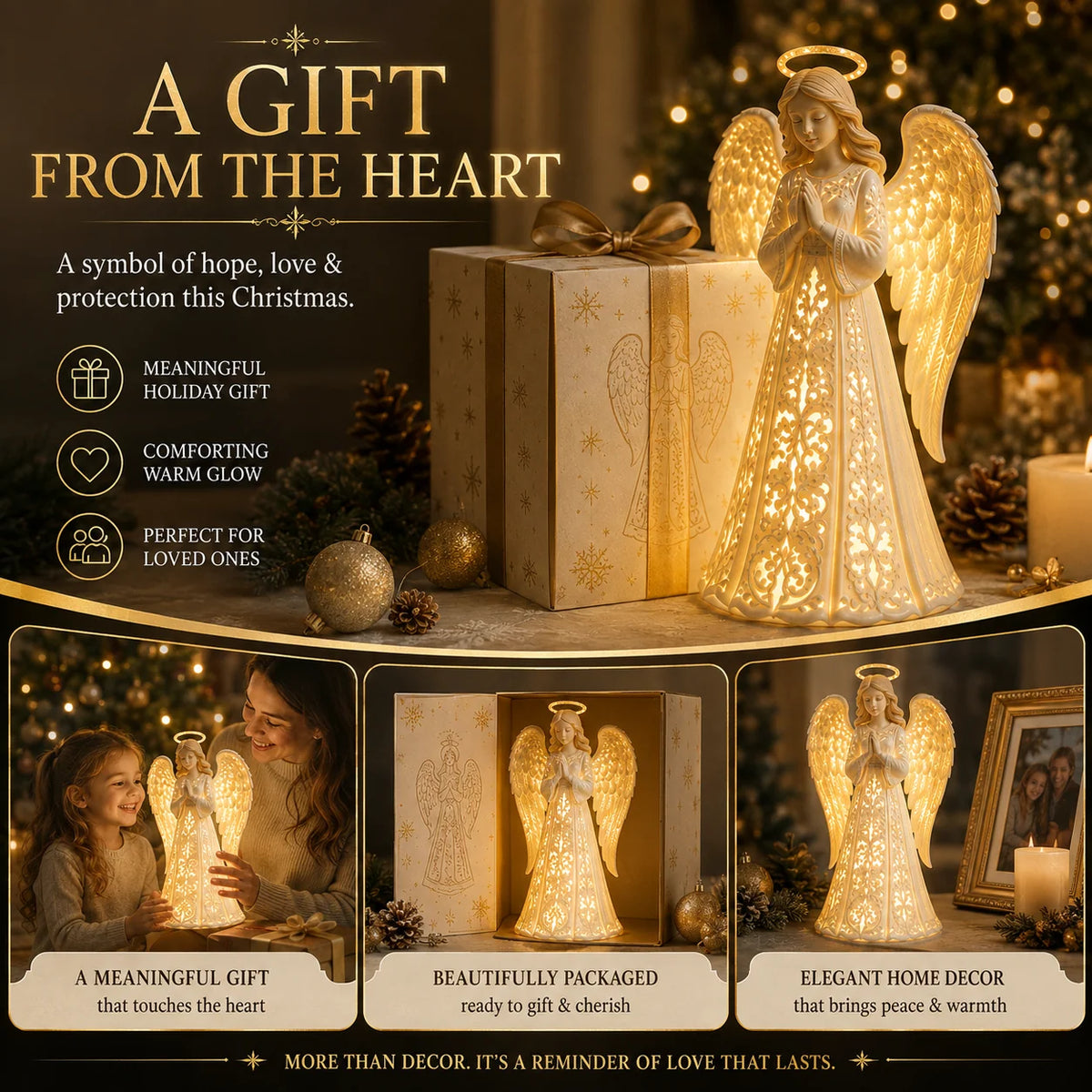 Christmas Angel Figurine Warm White LED Battery-Powered