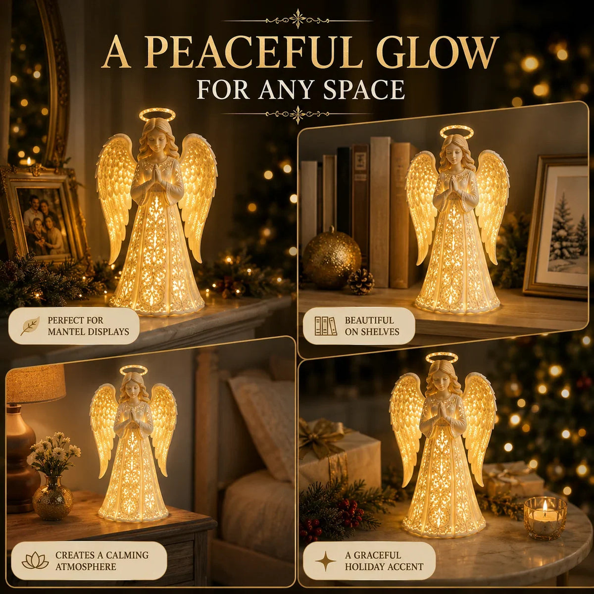 Christmas Angel Light Warm LED Praying Design