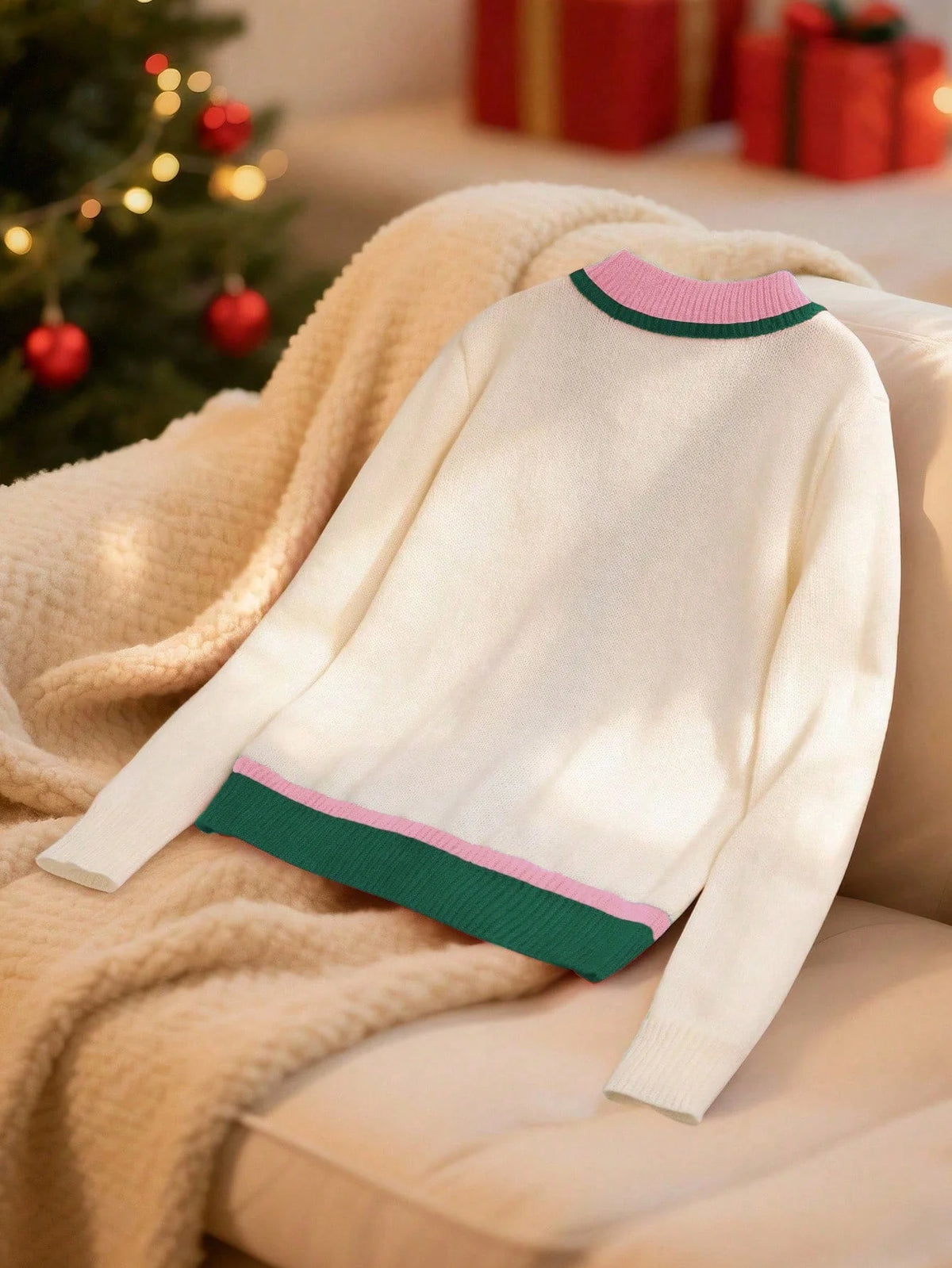 Christmas Cardigan Multicolor Knit Pattern Button Front