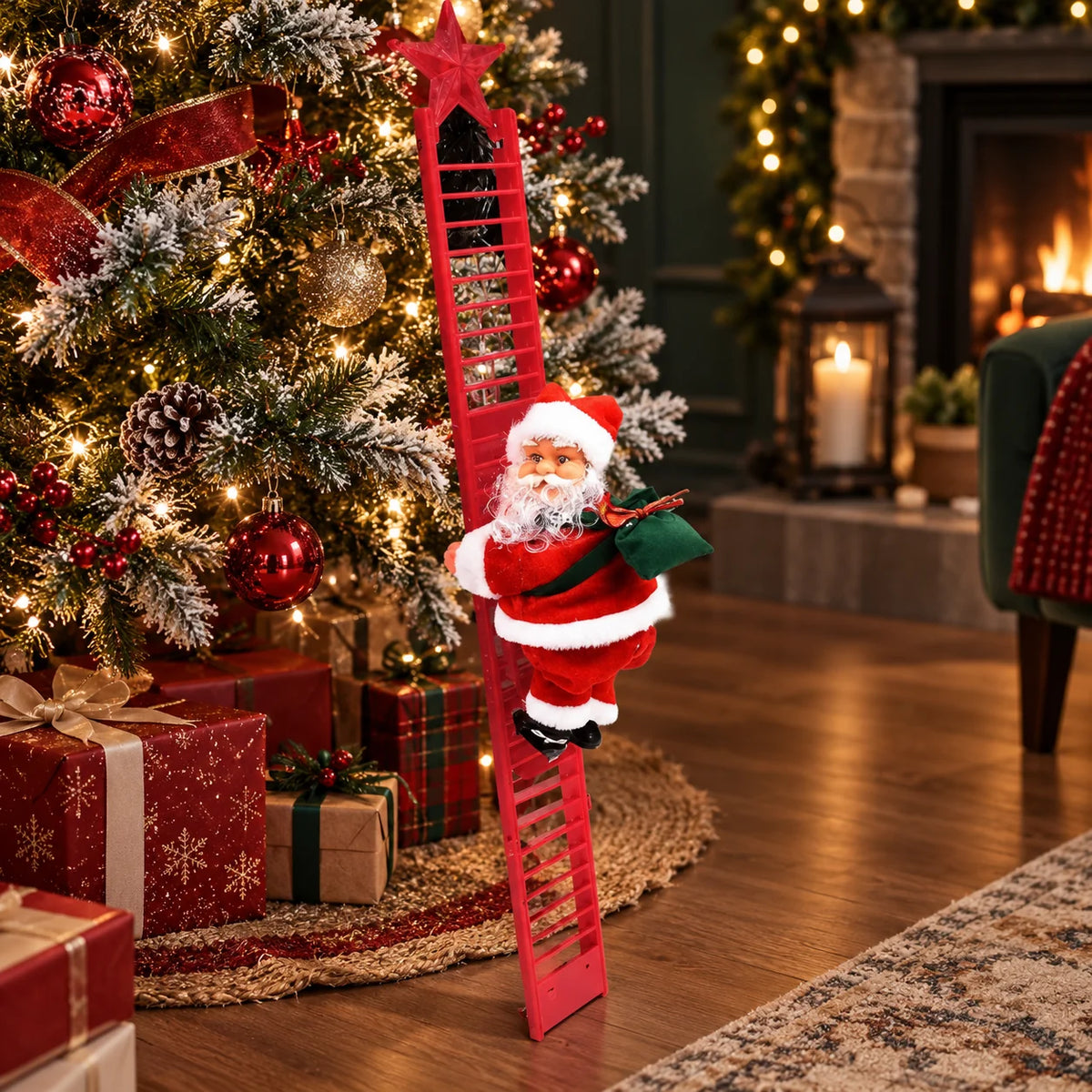 Christmas Decoration Animated Climbing Santa Battery-Free