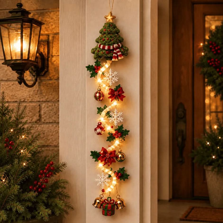 Christmas Door Decoration Warm Spiral Lighting 47.2-Inch