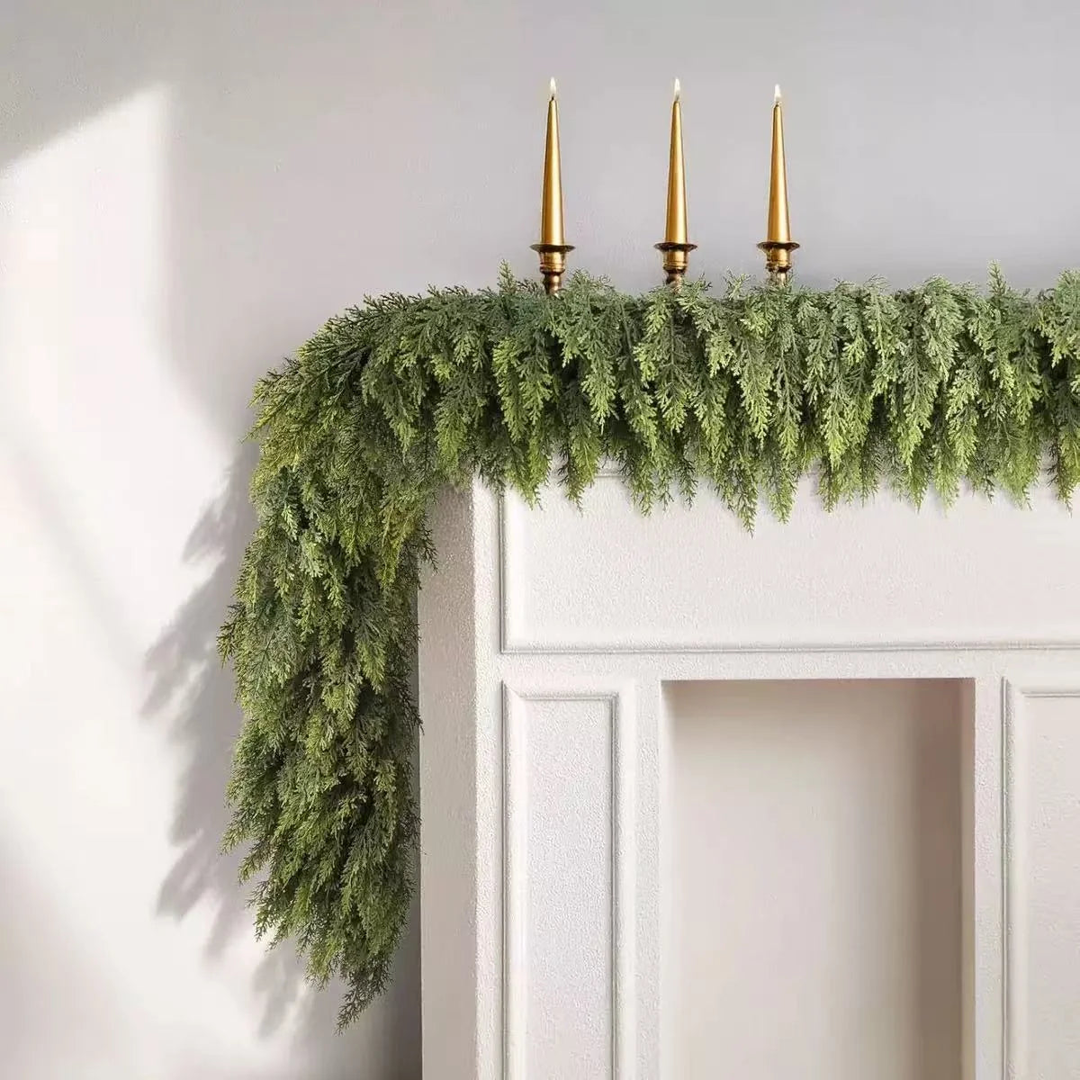 Christmas Garland Artificial Cedar Warm White LED Lights 78.7 Inch