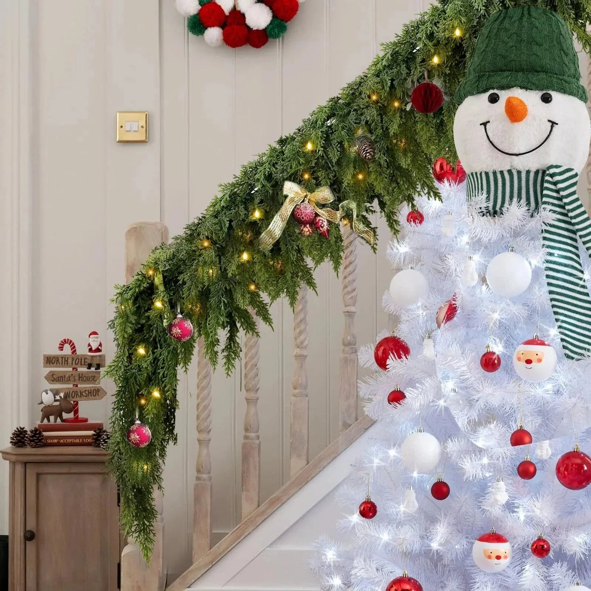 Christmas Garland Artificial Cedar Warm White LED Lights 78.7 Inch