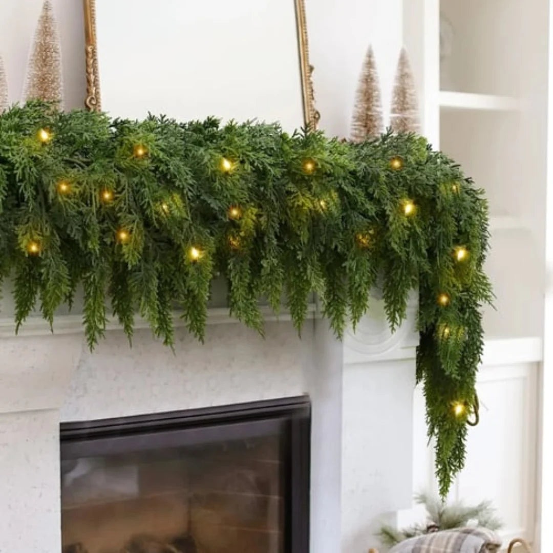Christmas Garland Artificial Cedar Warm White LED Lights 78.7 Inch
