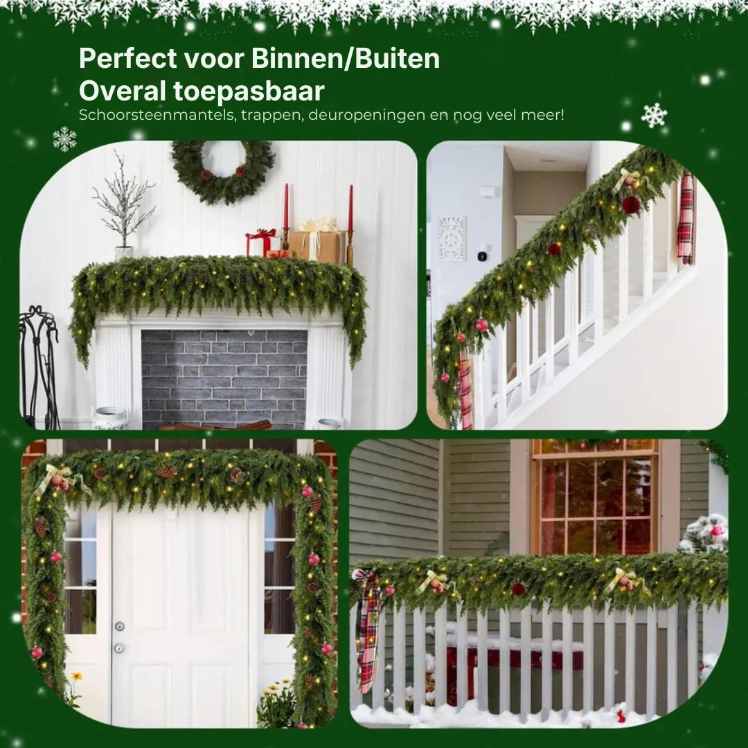 Christmas Garland Artificial Cedar Warm White LED Lights 78.7 Inch