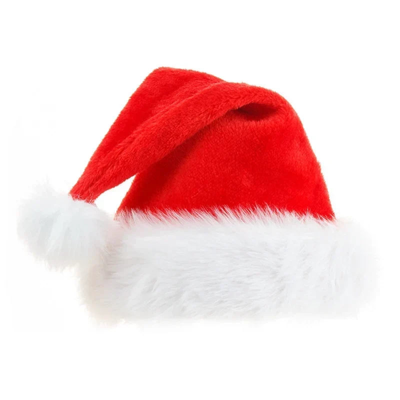 Christmas Hat Fleece White Faux Fur Trim