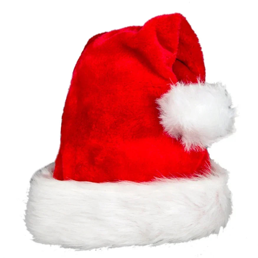 Christmas Hat Fleece White Faux Fur Trim
