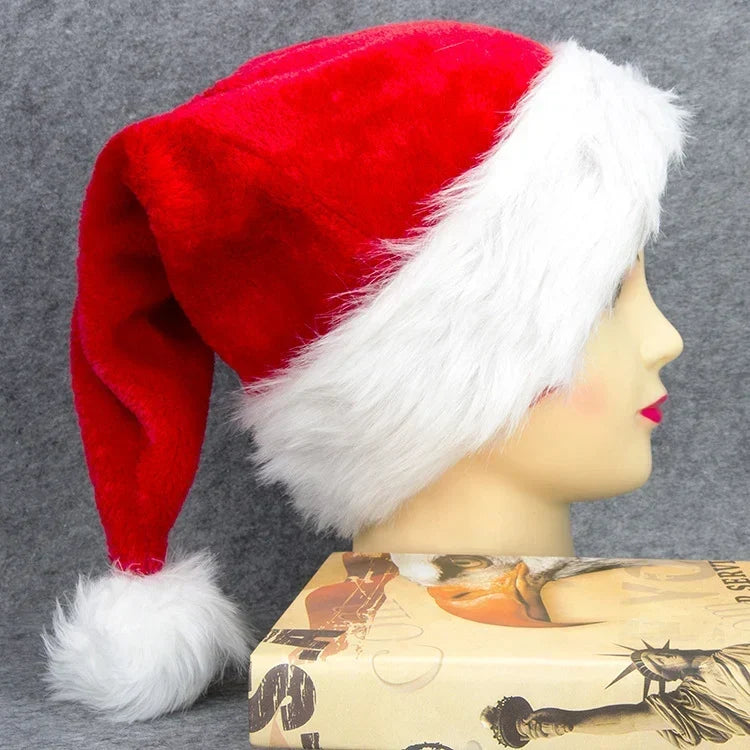 Christmas Hat Fleece White Faux Fur Trim