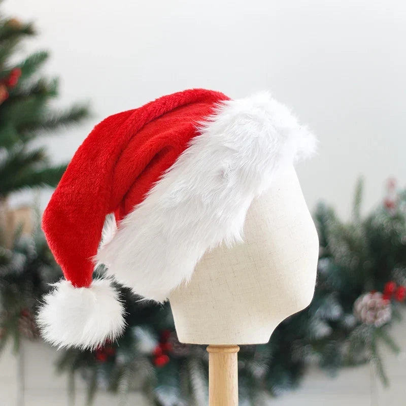 Christmas Hat Fleece White Faux Fur Trim
