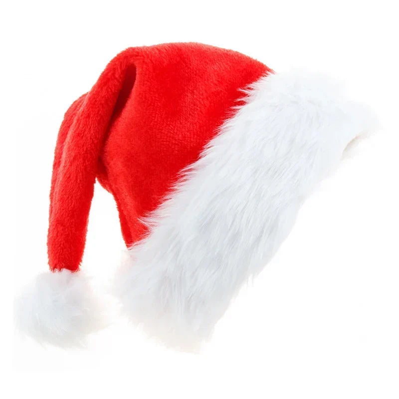 Christmas Hat Fleece White Faux Fur Trim