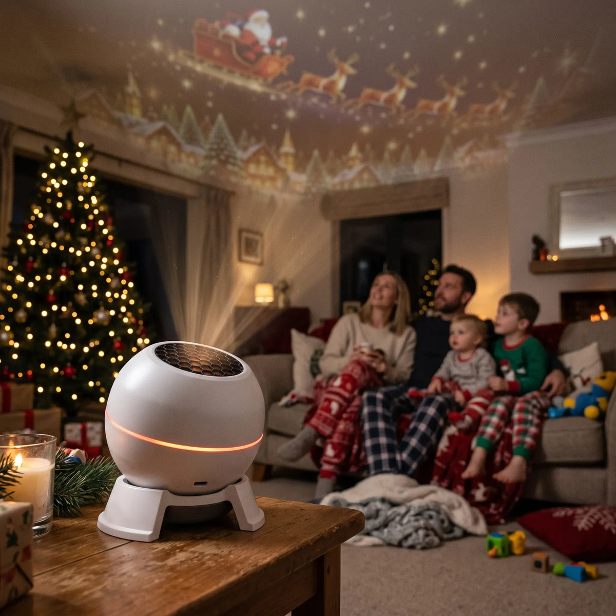 Christmas Light Projector Moving Designs USB Powered Compact Indoor Use