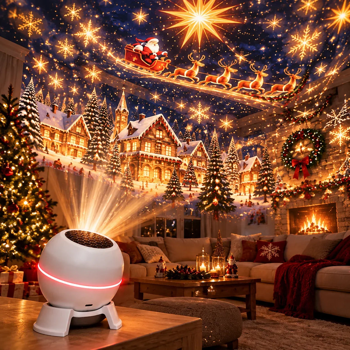Christmas Light Projector Moving Patterns USB Powered Indoor Use