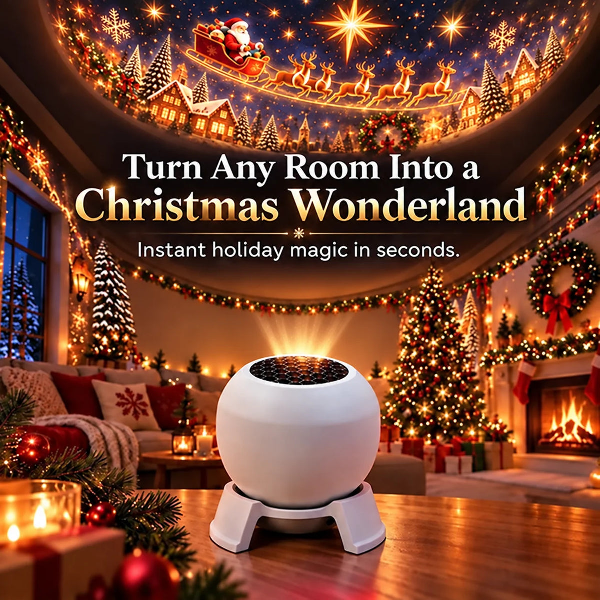 Christmas Projection Night Light USB-Powered Festive Scene Projection