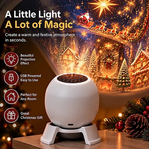 Christmas Projection Night Light USB-Powered Festive Scene Projection