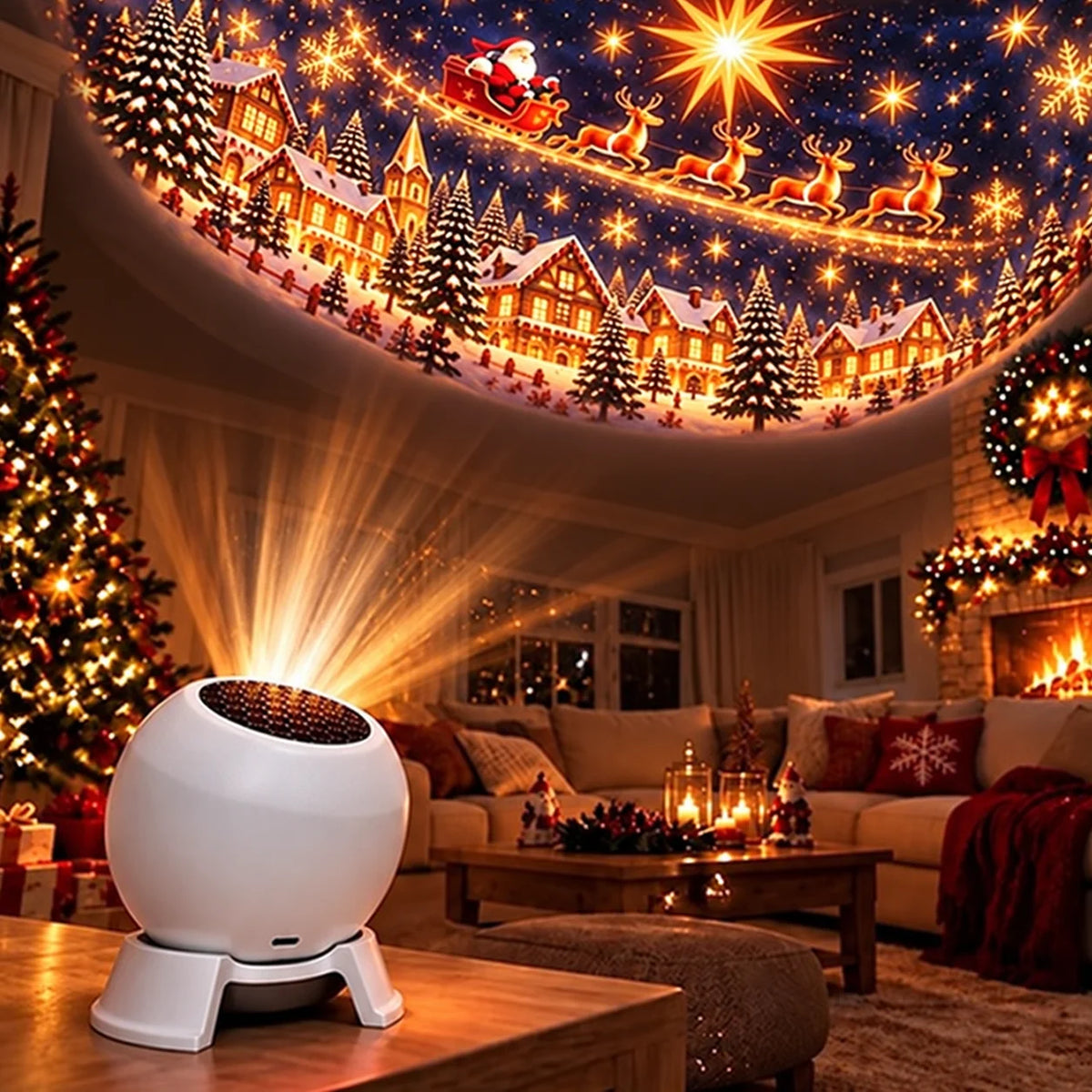 Christmas Projection Night Light USB-Powered Festive Scene Projection