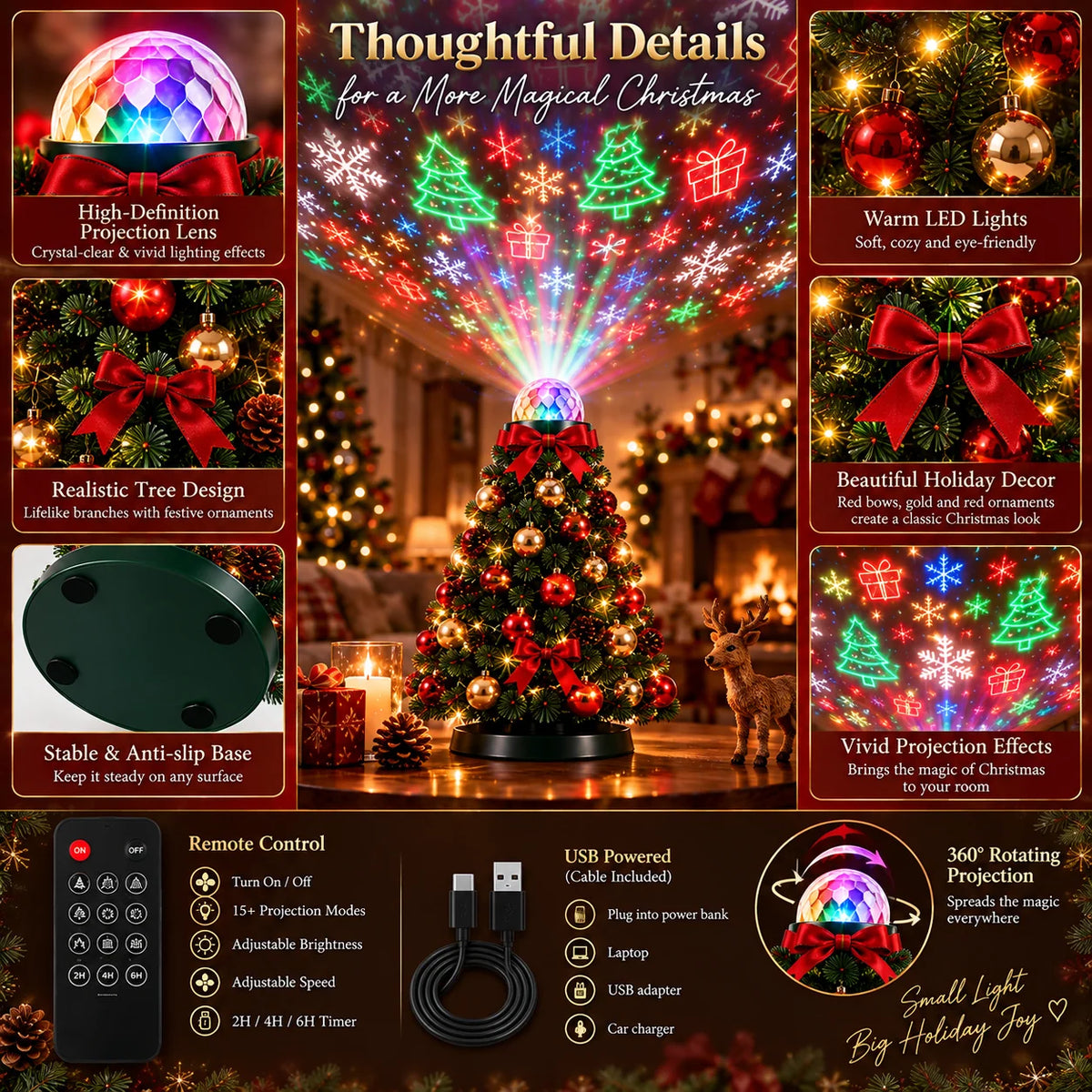 Christmas Projector 15+ Patterns Remote Control