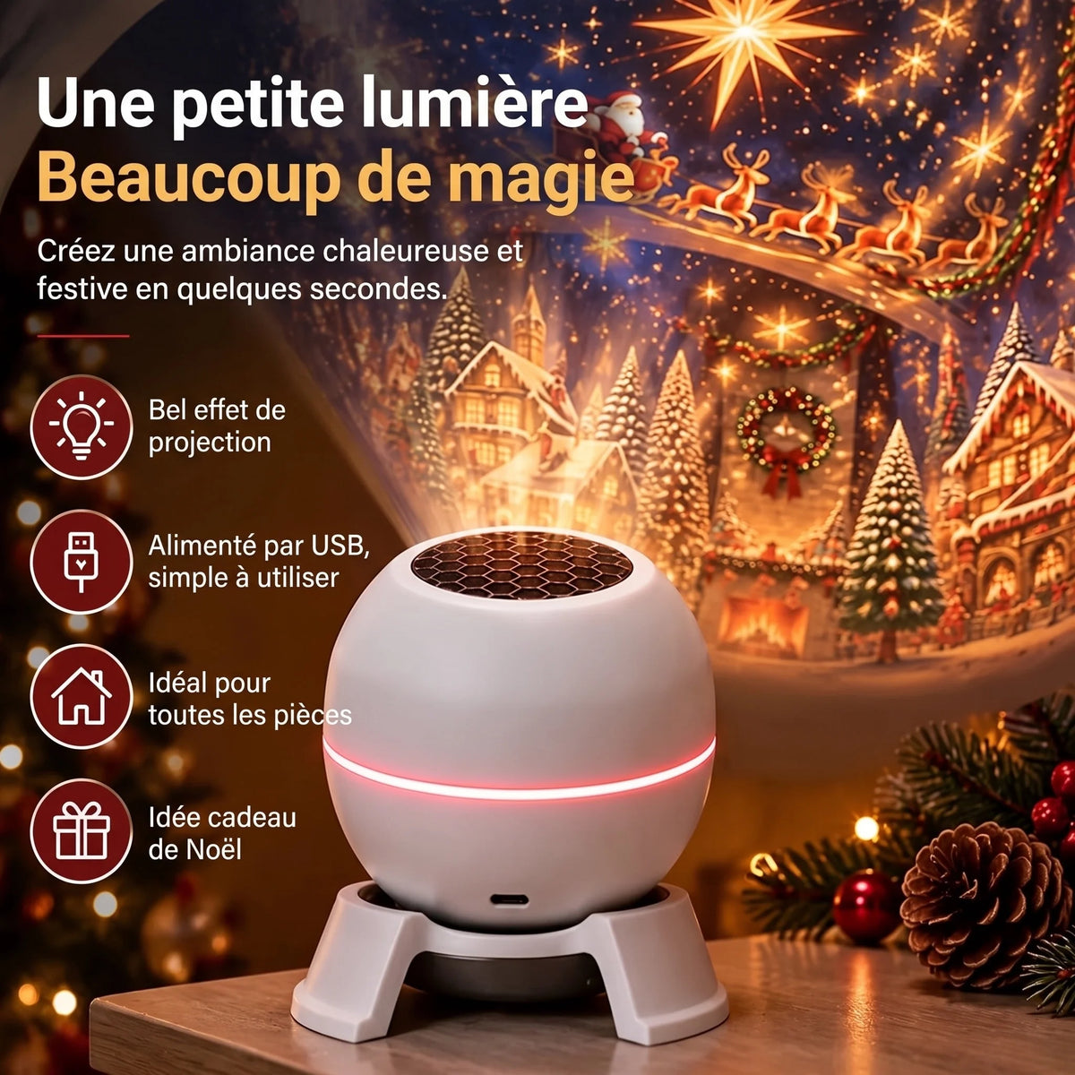 Christmas Projector Animated Holiday Patterns USB Powered