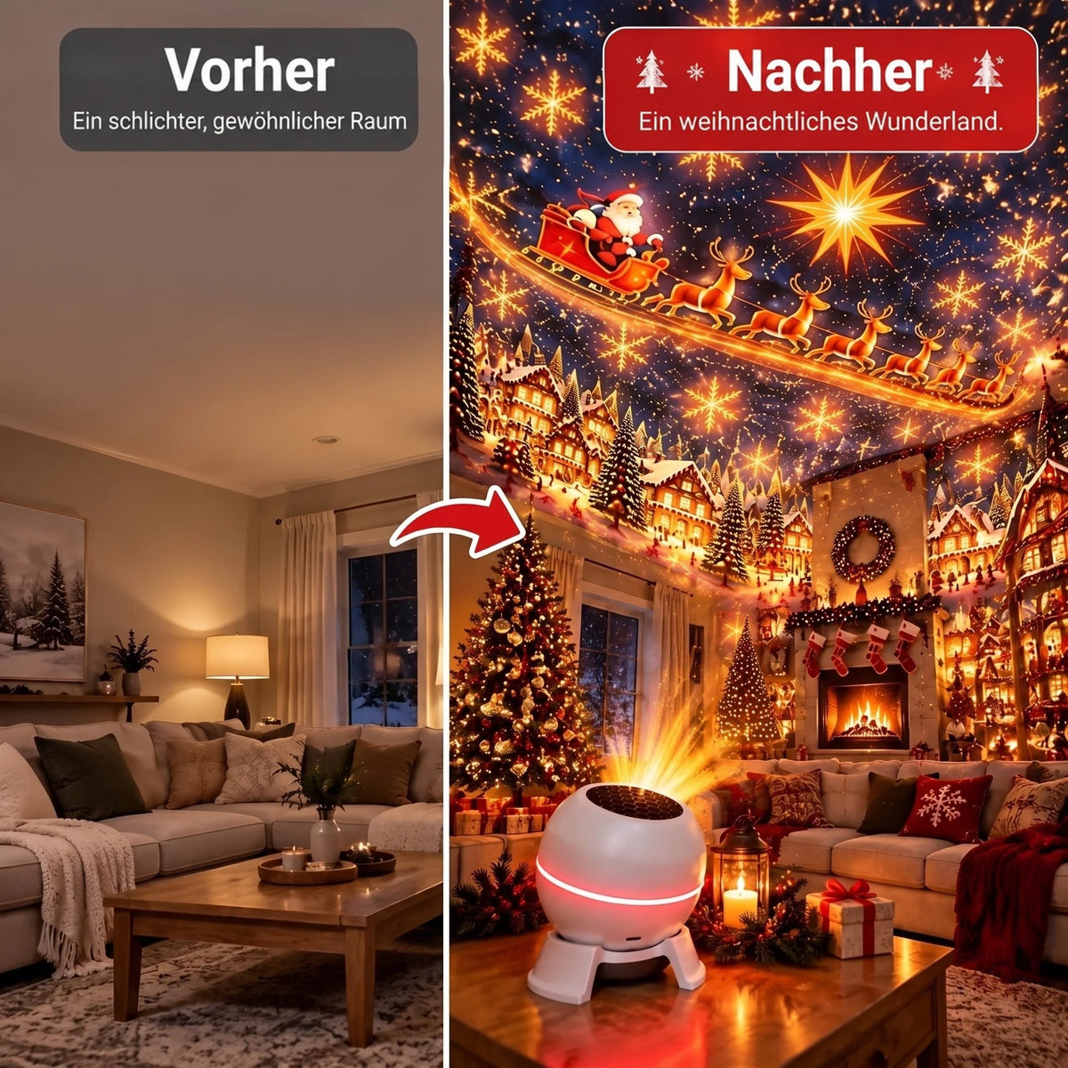 Christmas Projector Animated Holiday Patterns USB Powered
