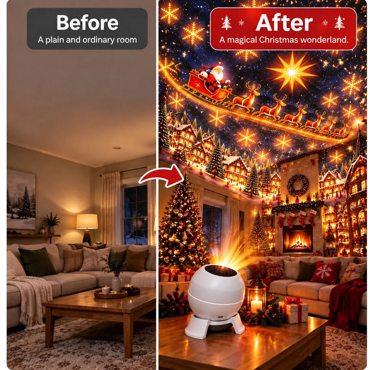Christmas Projector Light Compact USB-Powered