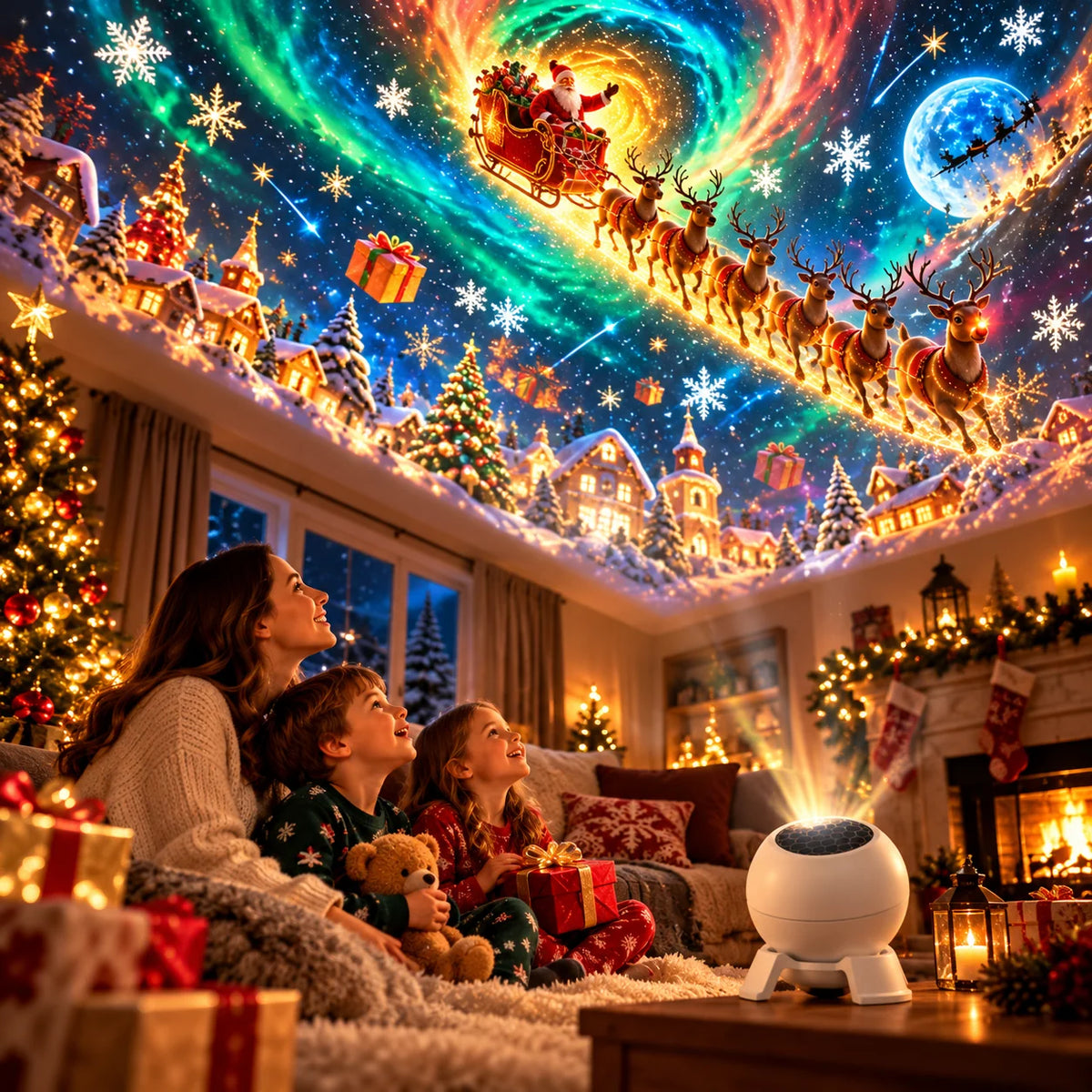 Christmas Projector Light Festive Indoor Projections Compact Tabletop Design