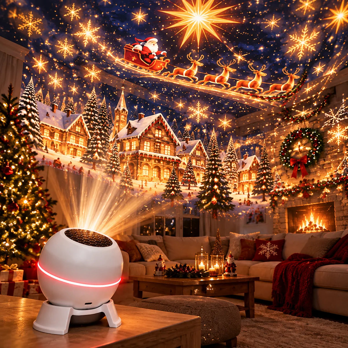 Christmas Projector Moving Designs USB Powered Indoor Decor