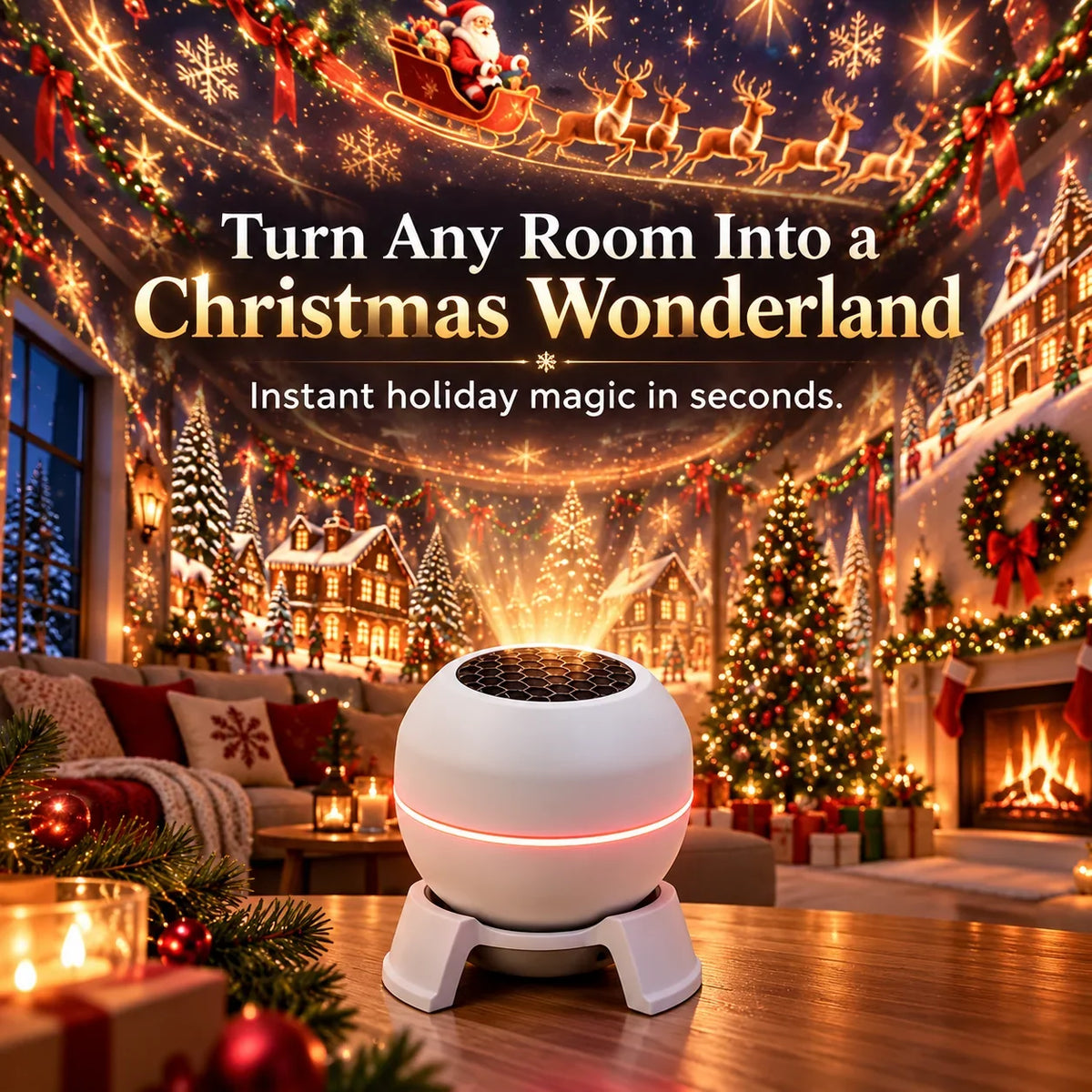 Christmas Projector Moving Holiday Scenes USB Powered