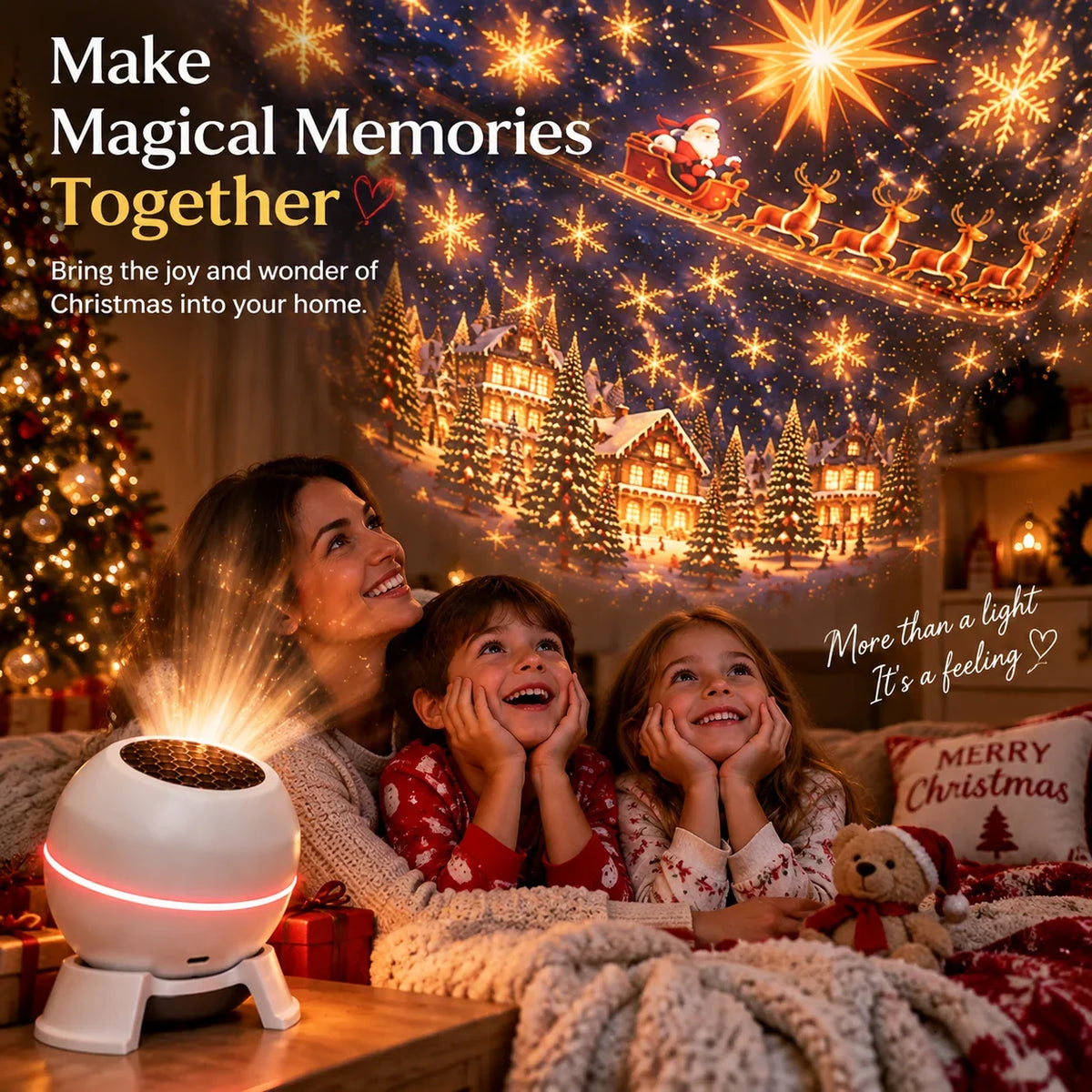 Christmas Projector Moving Holiday Scenes USB Powered