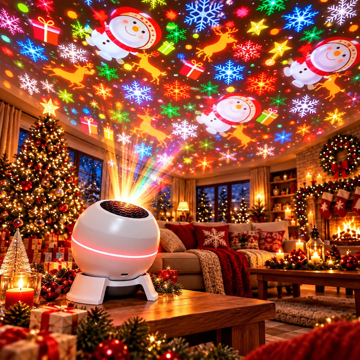 Christmas Projector Moving Motifs USB Powered Compact Design