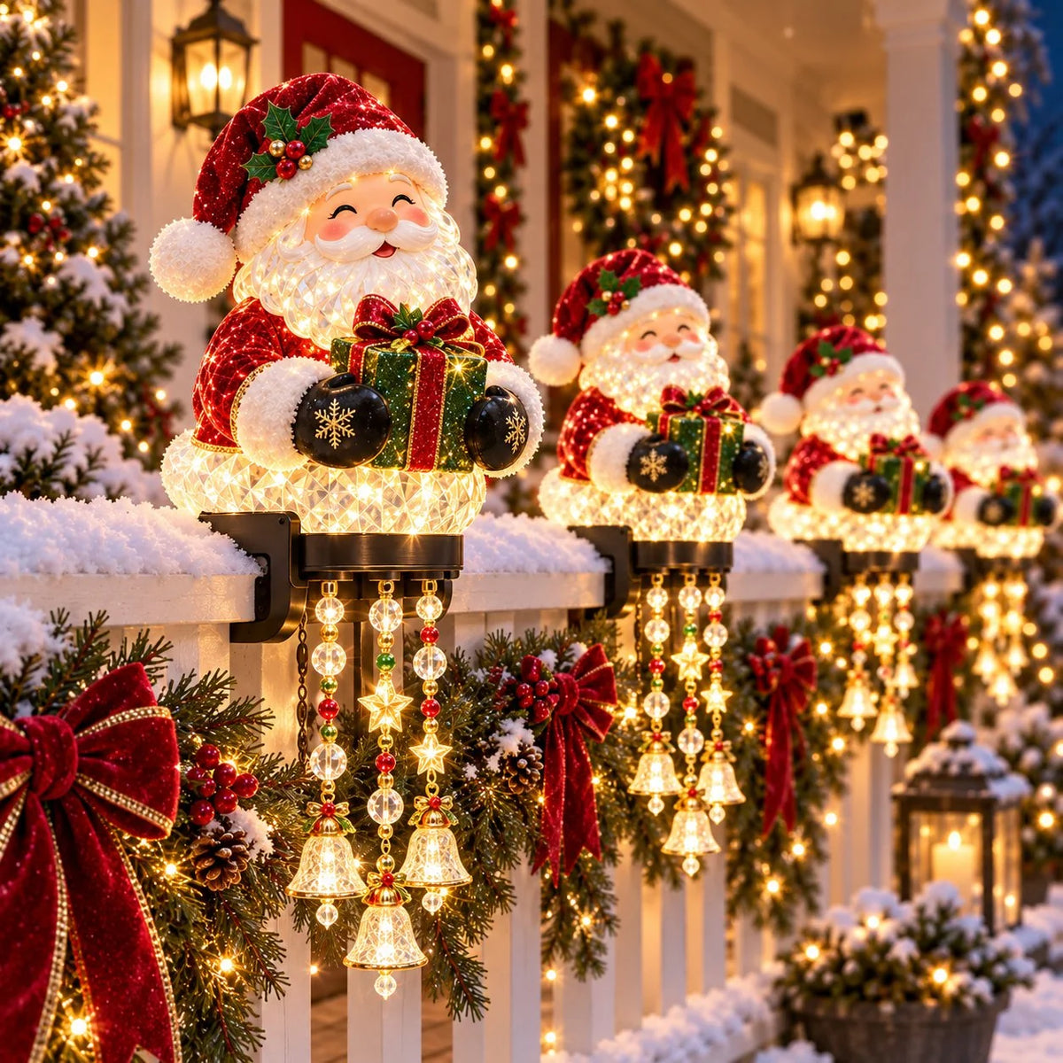 Christmas Railing Lights Warm Glow Hanging Ornaments