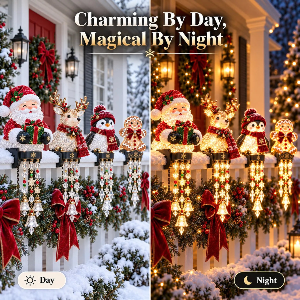 Christmas Railing Lights Warm Glow Hanging Ornaments