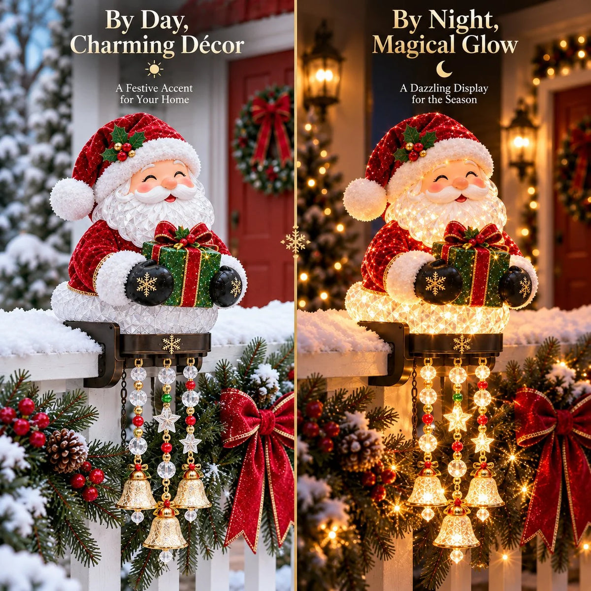 Christmas Railing Lights Warm Glow Hanging Ornaments