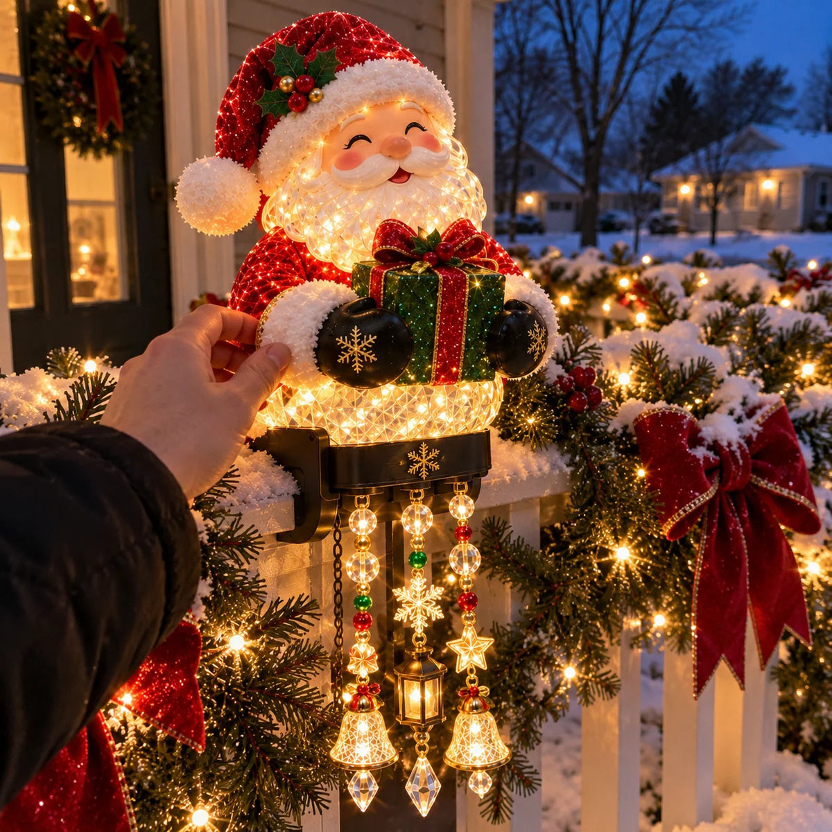 Christmas Railing Lights Warm Glow Hanging Ornaments