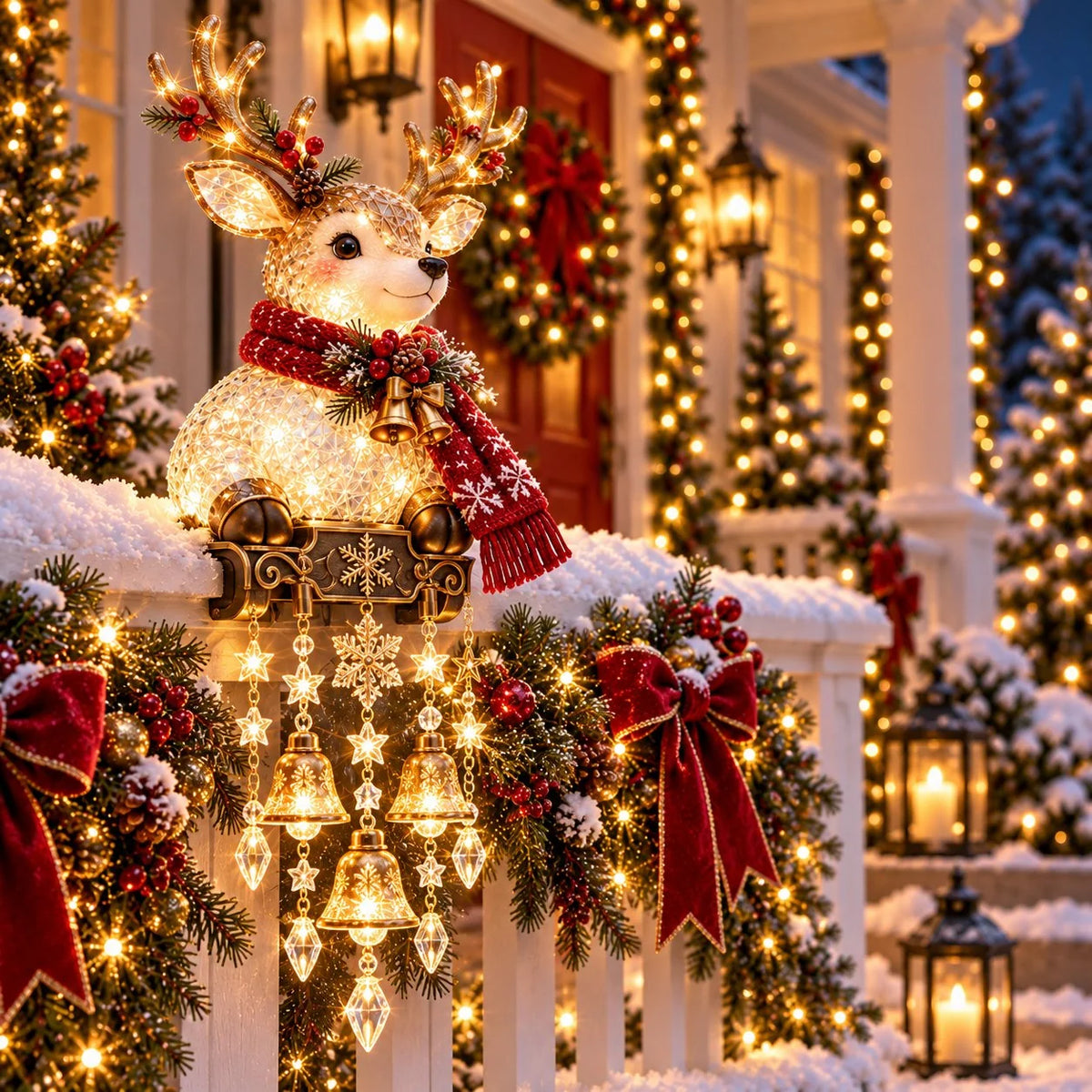 Christmas Railing Lights Warm Glow Hanging Ornaments