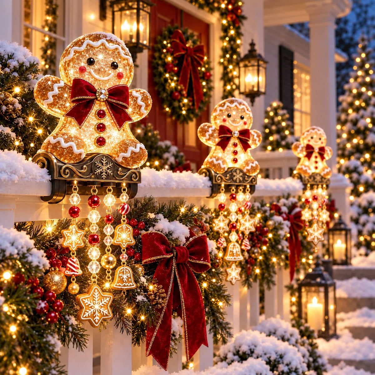 Christmas Railing Lights Warm Glow Hanging Ornaments