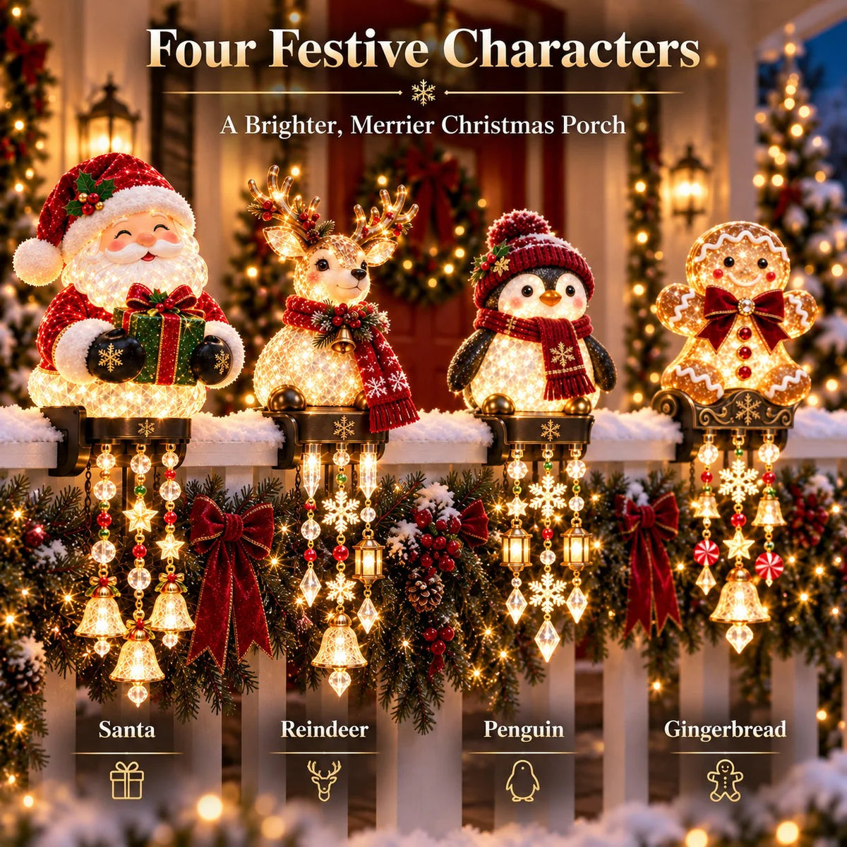 Christmas Railing Lights Warm Glow Hanging Ornaments