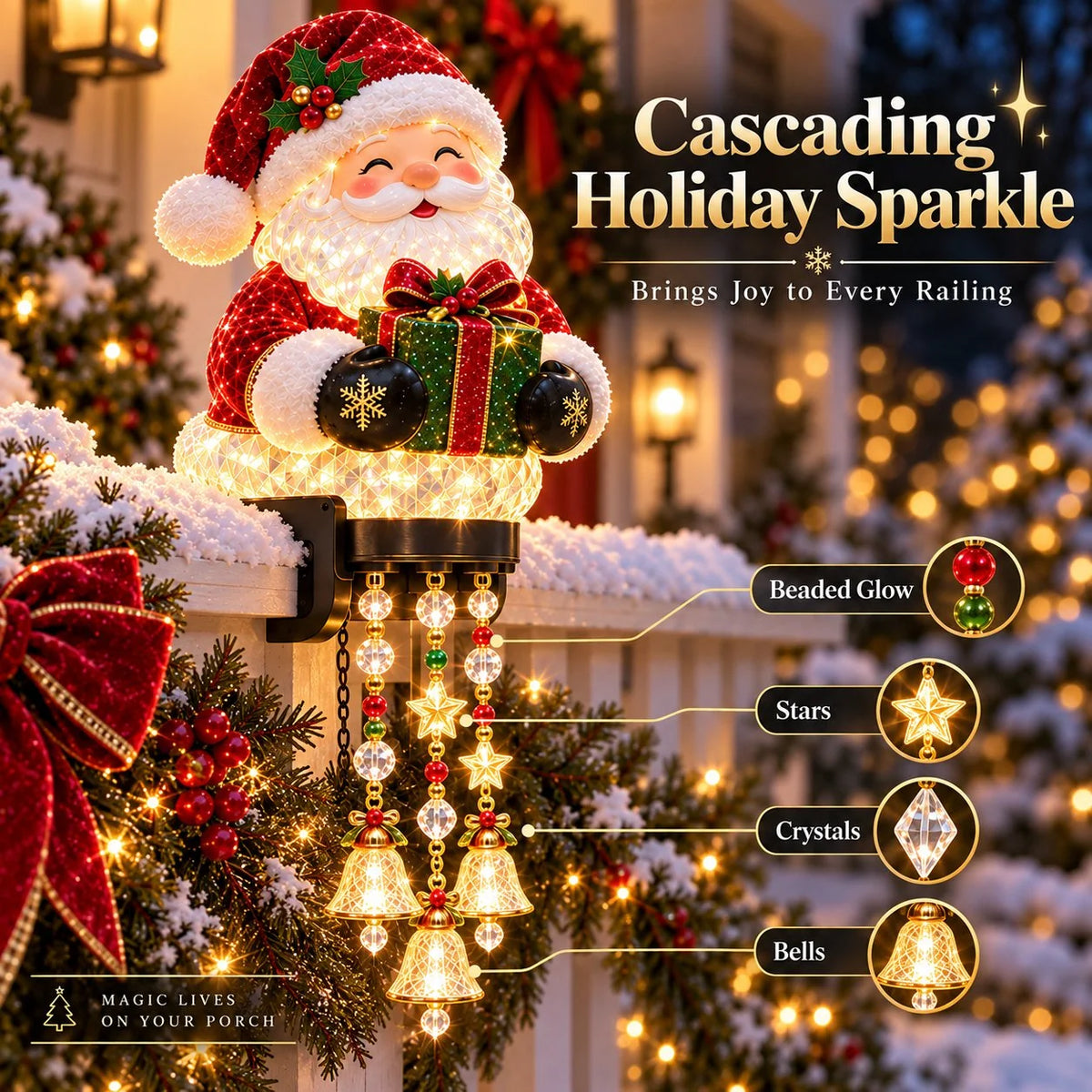 Christmas Railing Lights Warm Glow Hanging Ornaments