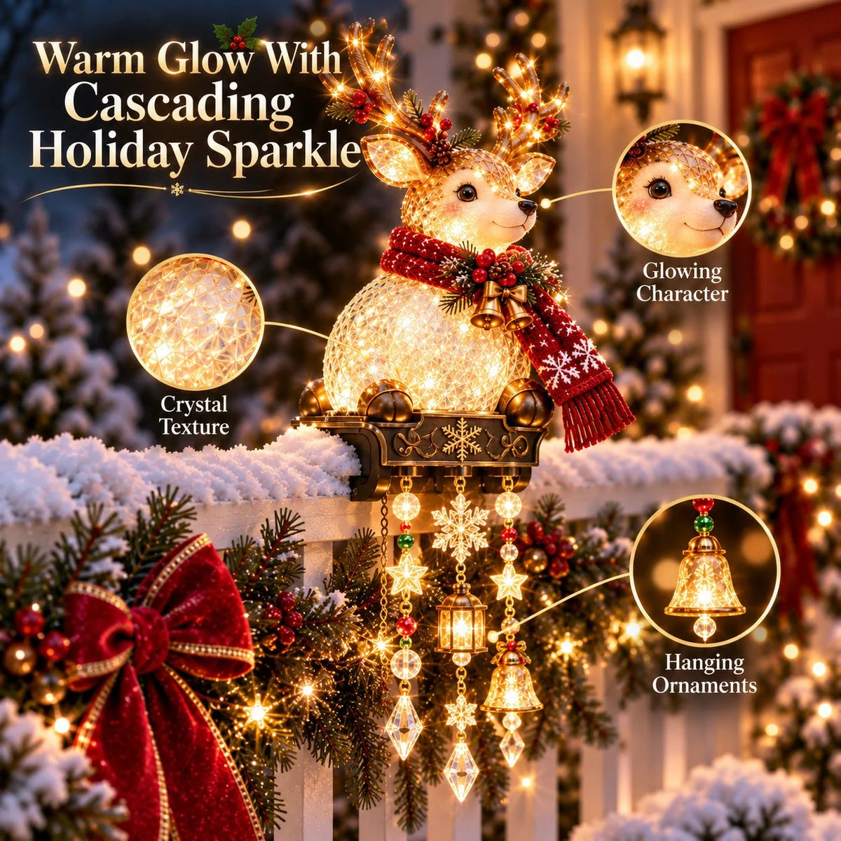 Christmas Railing Lights Warm Glow Hanging Ornaments