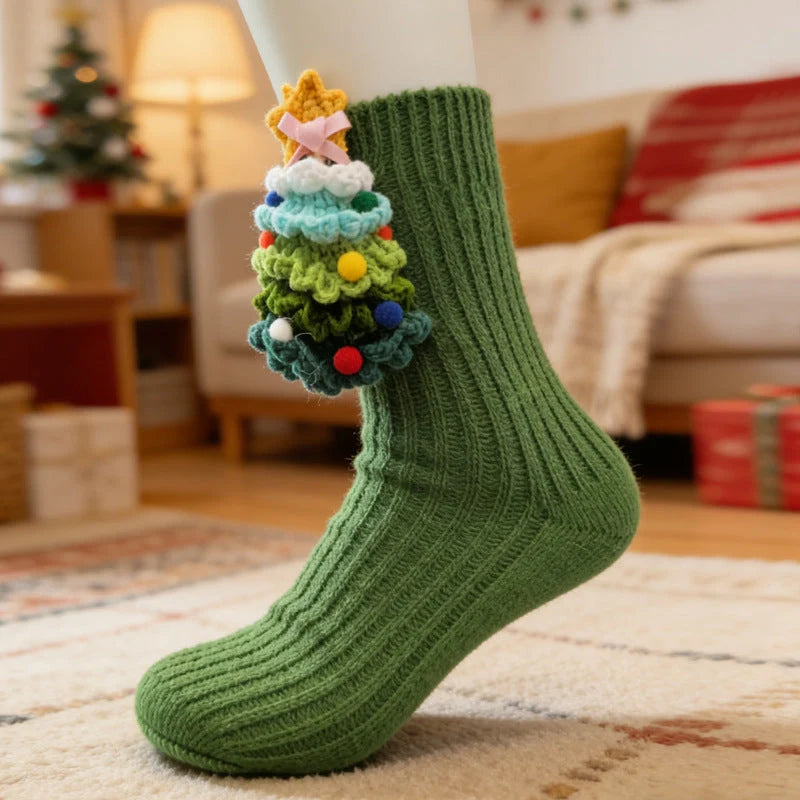 Christmas Socks Knitted 3D Ankle-Hugging Design