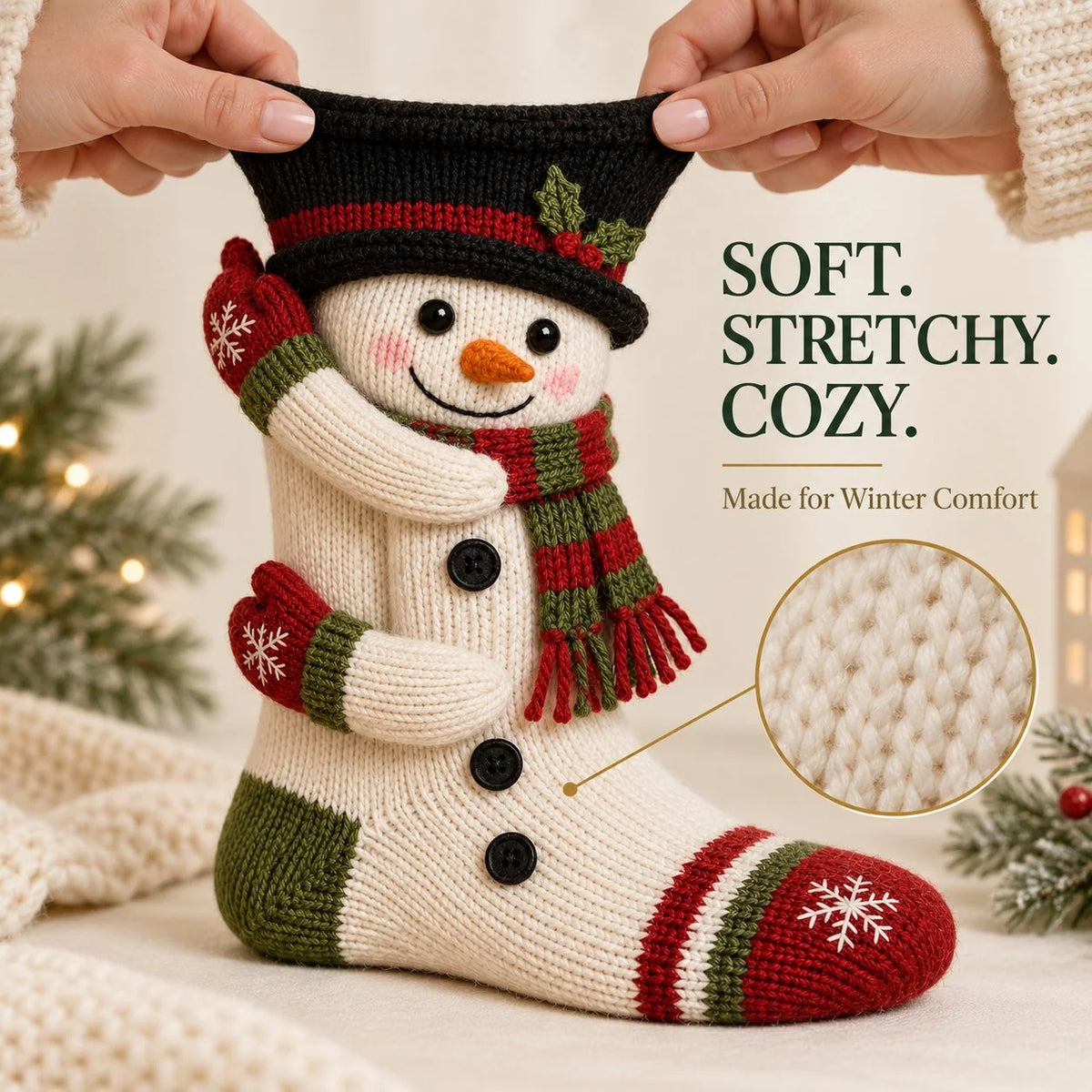 Christmas Socks Knitted 3D Ankle-Hugging Design