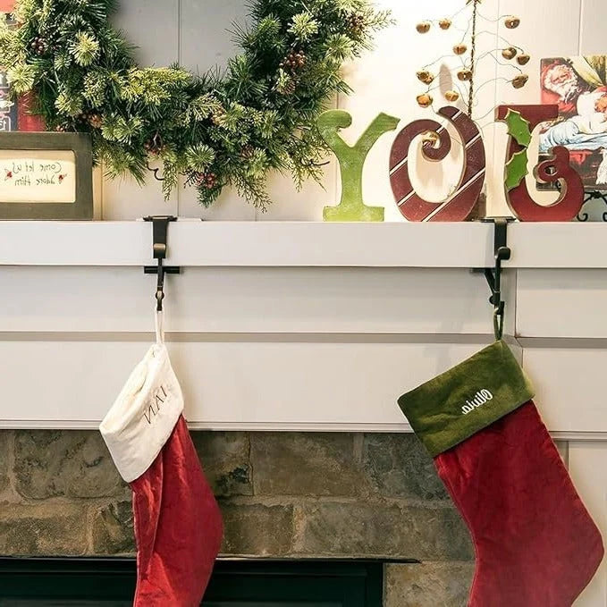 Christmas Stocking Holder Adjustable Dual Hook Rubber-Padded Grip