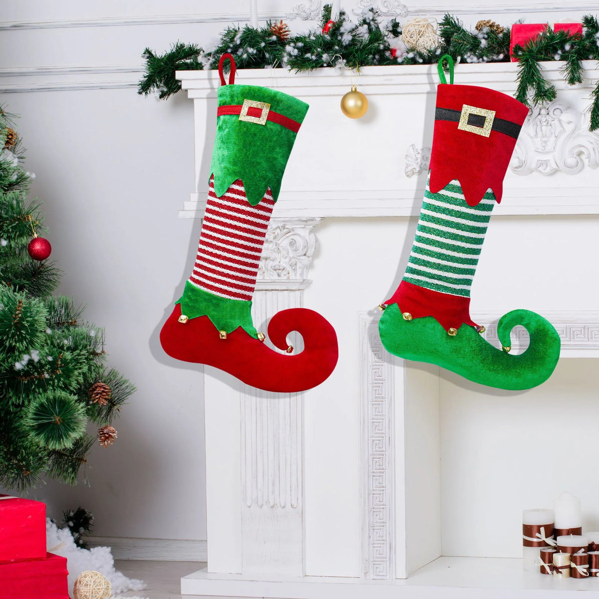Christmas Stocking Santa Claus Design Hanging Loop