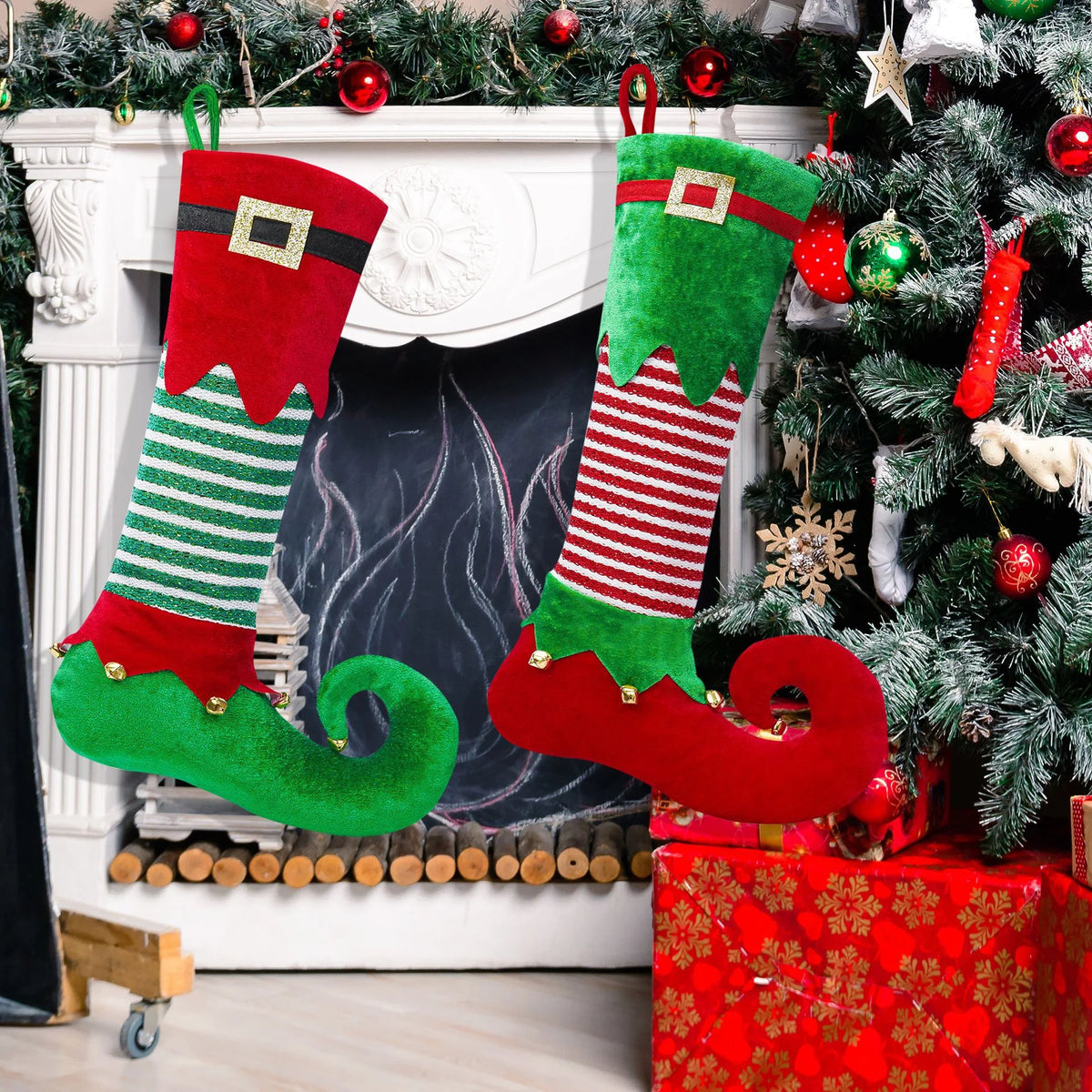 Christmas Stocking Santa Claus Design Hanging Loop